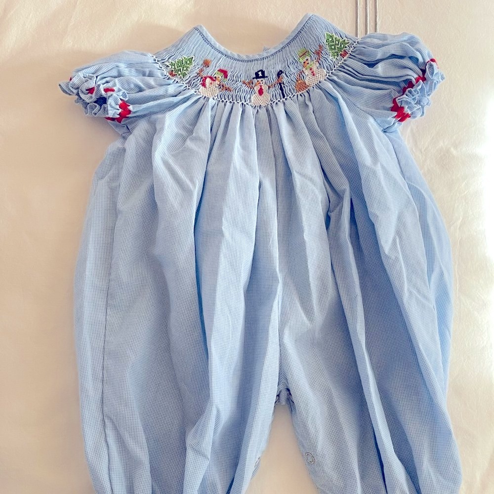 Smocked Snowman Romper - Picture 2 of 2